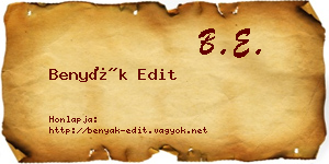 Benyák Edit névjegykártya